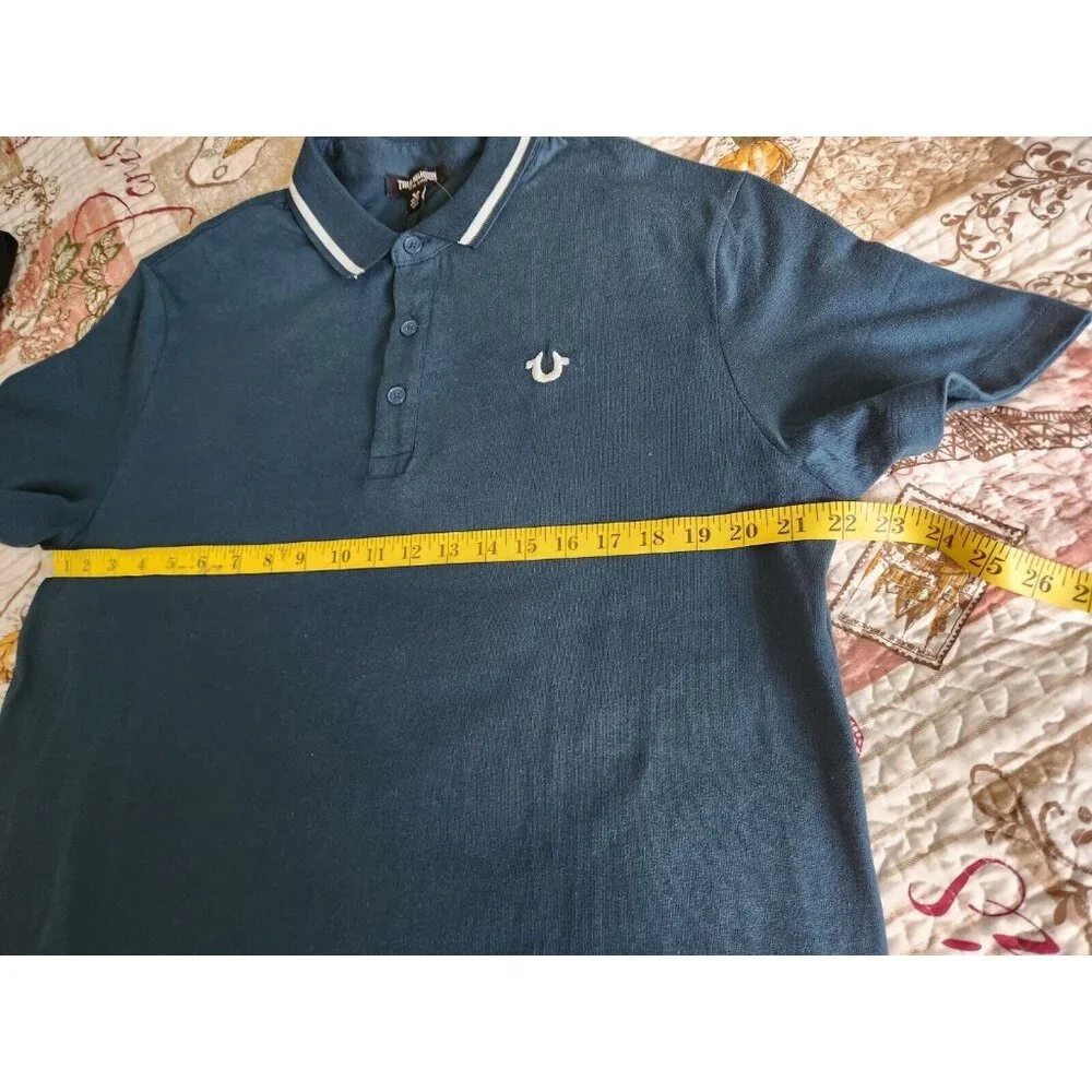 True Religion Polo Shirt Mens‎ Green Short Sleeve Collared Neck Classic Size M
